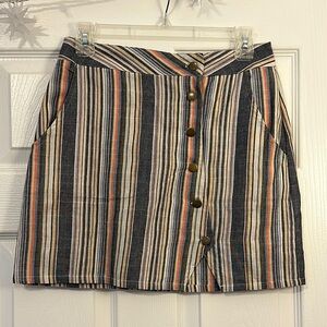 Altar'd State Striped Button Front Mini Skirt
